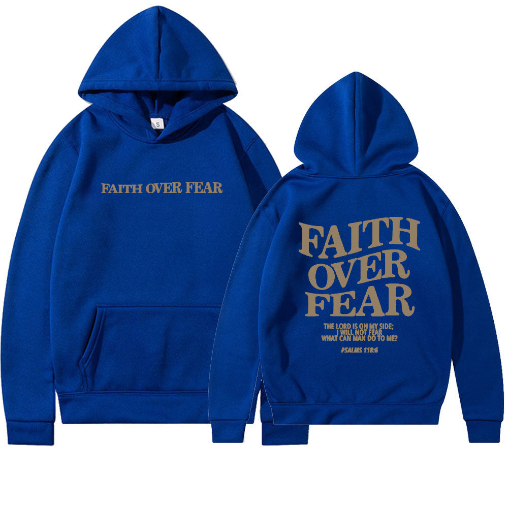 2023 新跨境亚马逊独立站Faith Over Fear新款连帽卫衣女印花卫衣