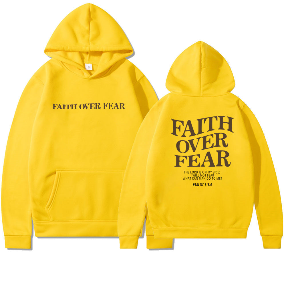 2023 新跨境亚马逊独立站Faith Over Fear新款连帽卫衣女印花卫衣