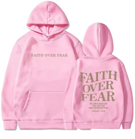 2023 新跨境亚马逊独立站Faith Over Fear新款连帽卫衣女印花卫衣