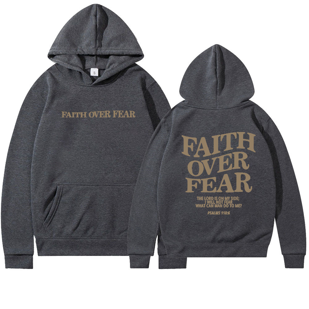 2023 新跨境亚马逊独立站Faith Over Fear新款连帽卫衣女印花卫衣
