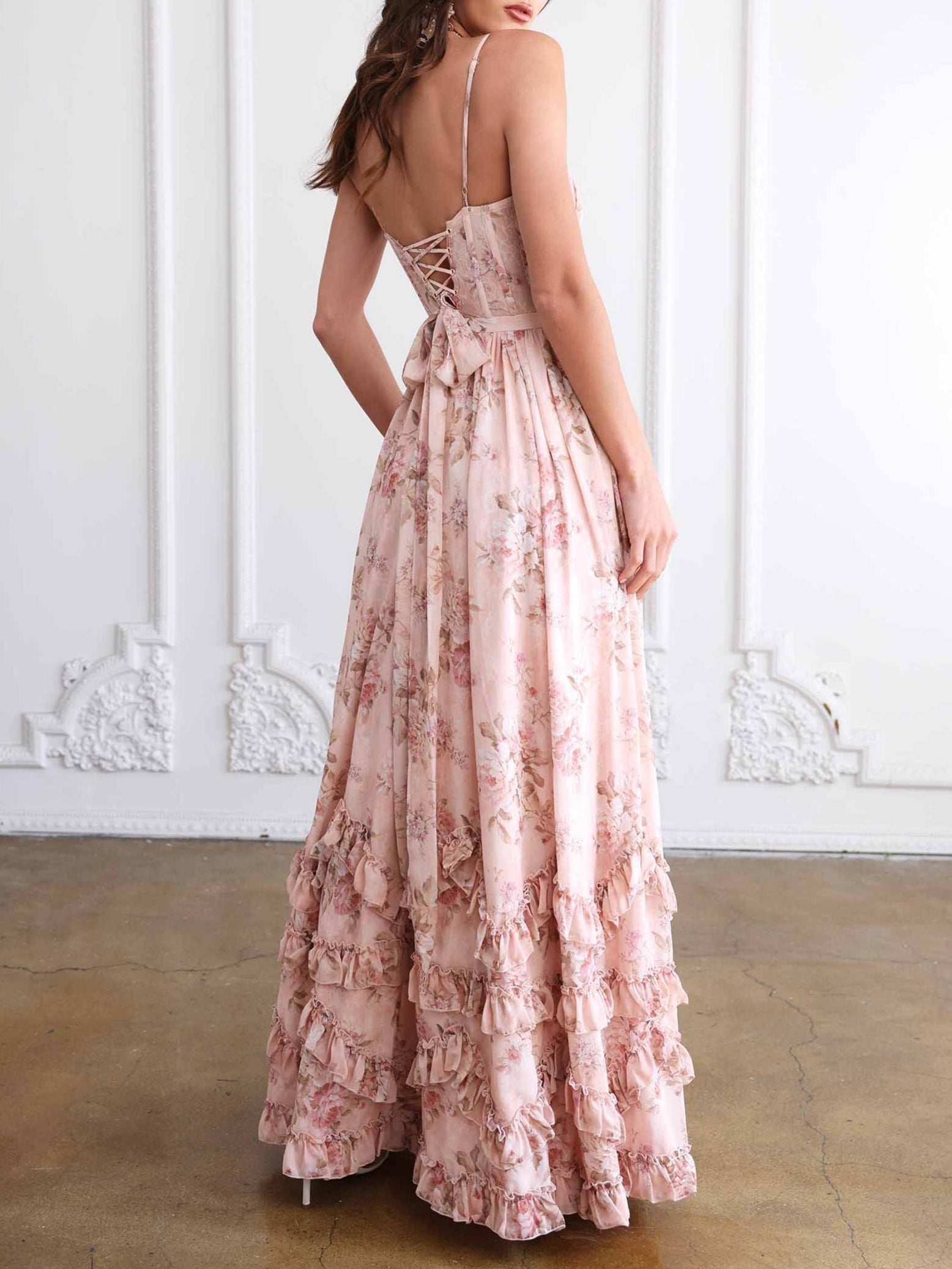 lace floral ruffle hem split maxi dress Buy Cider Lace Floral Ruffle Hem Split Maxi Dress Curve & Plus (0XL) Online